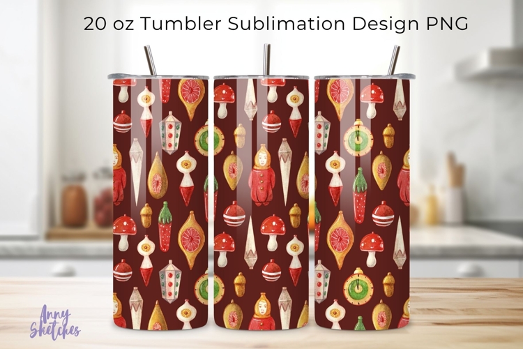 Vintage Christmas Toys Seamless 20 oz Tumbler Wrap