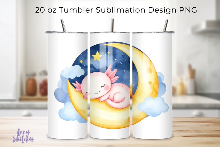 Cute Sleeping Axolotl 20 oz Tumbler Wrap Sublimation Design