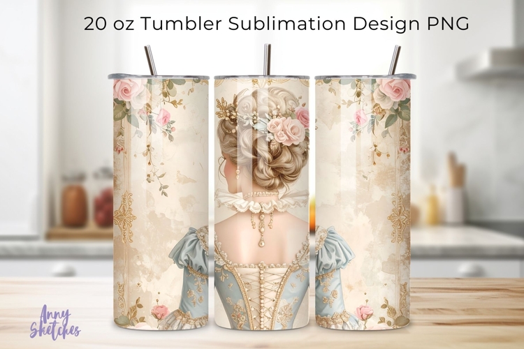 Rococo Fashion Marie Antoinette Tumbler Wrap Vintage 20 oz