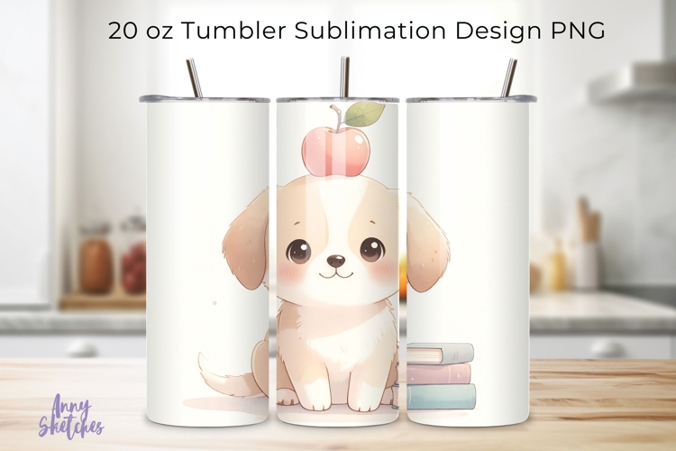 Back to School Puppy Dog Tumbler Wrap 20 oz PNG