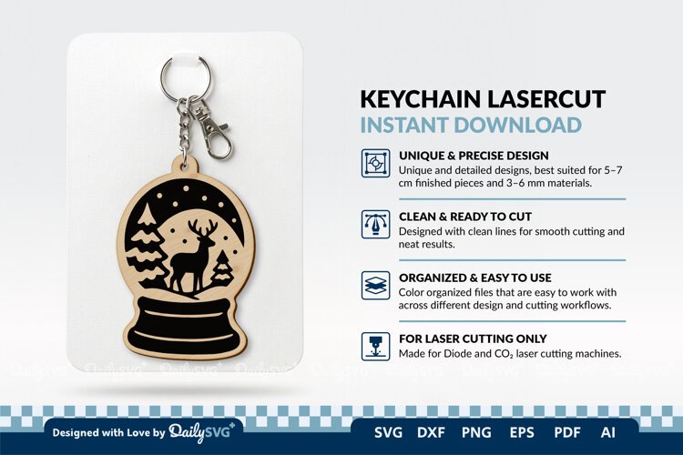 Winter Snow Globe Keychain Laser Cut example image 1