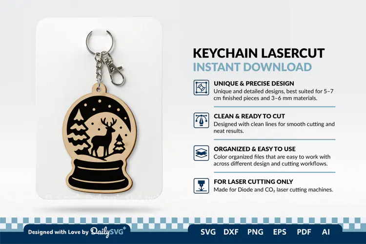 Winter Snow Globe Keychain Laser Cut