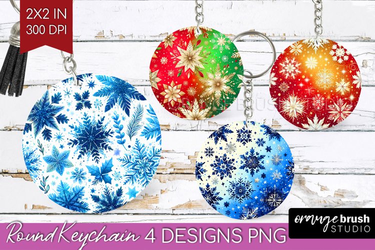 Snowflakes Keychain PNG - Christmas Keychain Sublimation