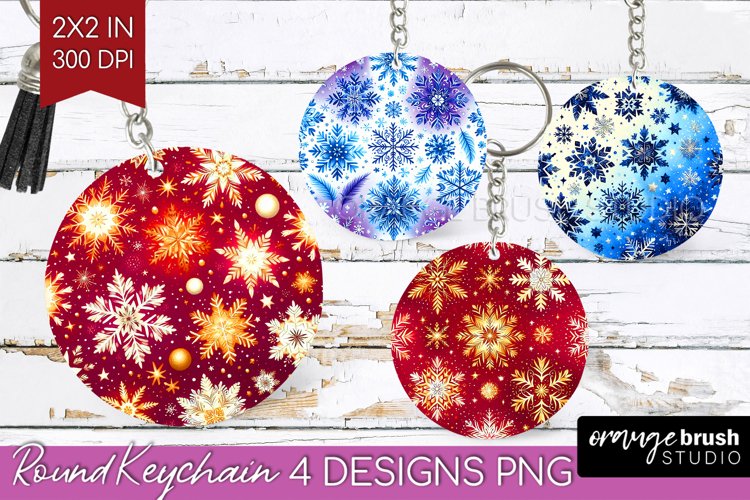 Snowflakes Keychain PNG - Christmas Keychain Sublimation