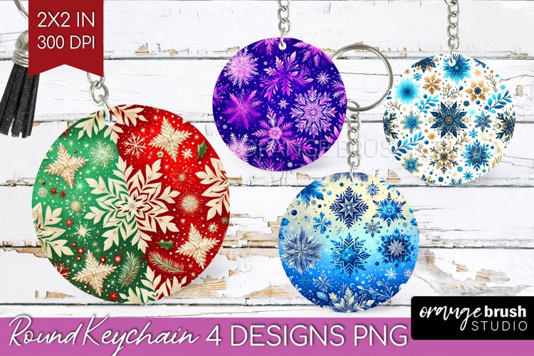 Snowflakes Keychain PNG - Christmas Keychain Sublimation
