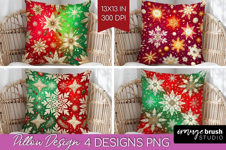 Snowflakes Pillow Sublimation - Christmas Pillow Cover PNG