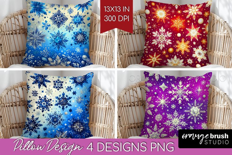 Snowflakes Pillow Sublimation - Christmas Pillow Cover PNG