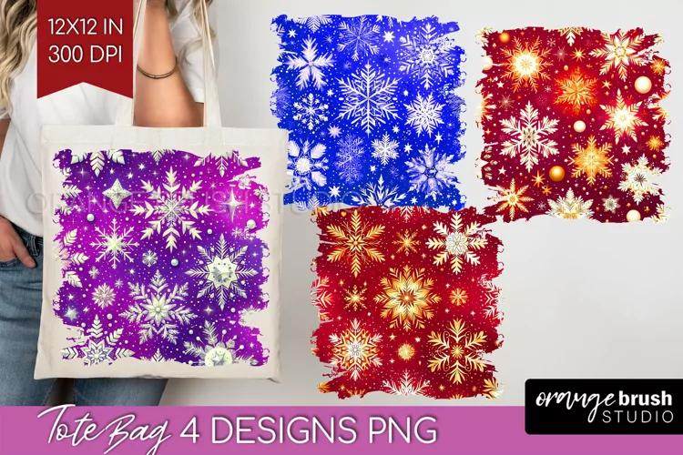 Snowflakes Tote Bag - Christmas Tote Bag PNG Sublimation