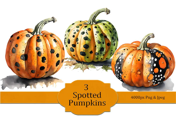 3 Spotted Pumpkin Illustrations