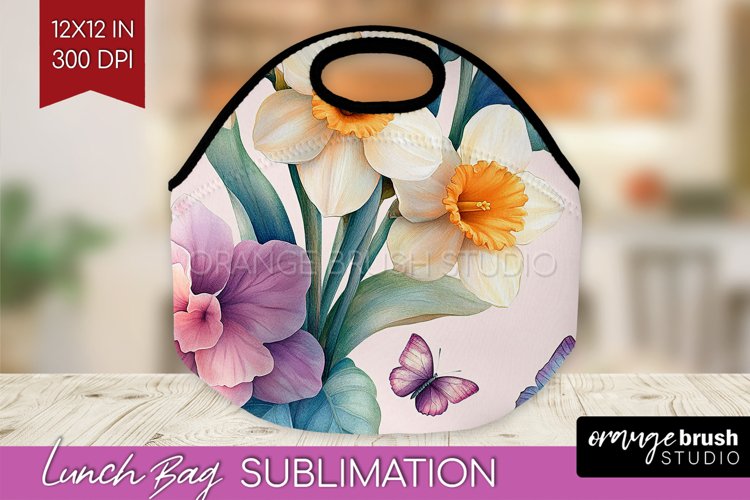 Spring Blossom Lunch Bag - Flowers Lunch Bug PNG Sublimation