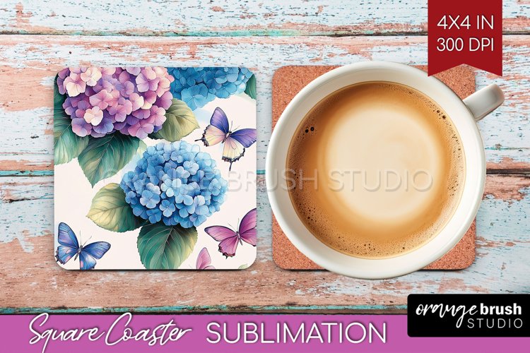 Spring Blossom Square Coaster - Flowers Coaster PNG
