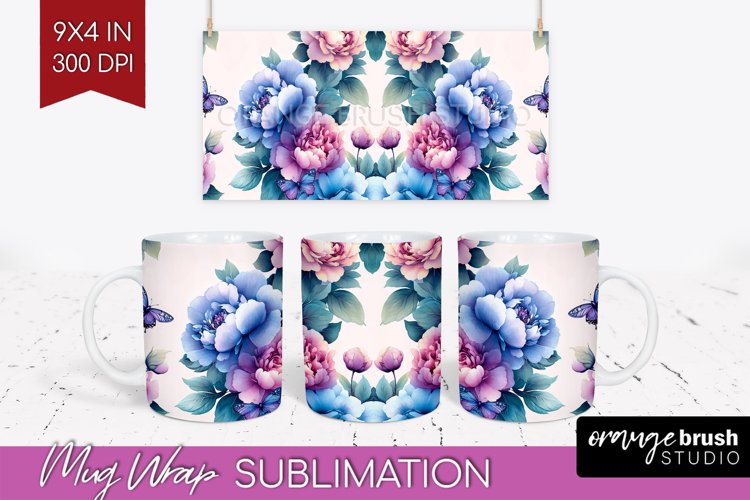 Spring Blossom Mug Wrap - Flowers Mug PNG Sublimation