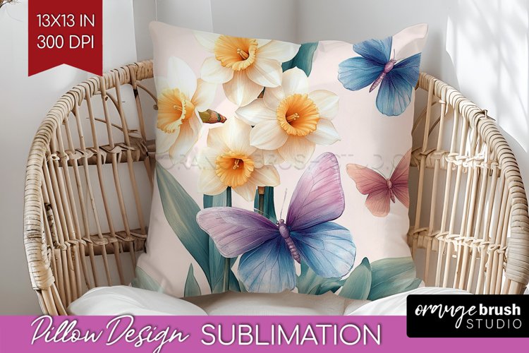 Spring Blossom Pillow Sublimation - Flowers Pillow Cover PNG example image 1