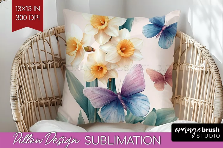 Spring Blossom Pillow Sublimation - Flowers Pillow Cover PNG