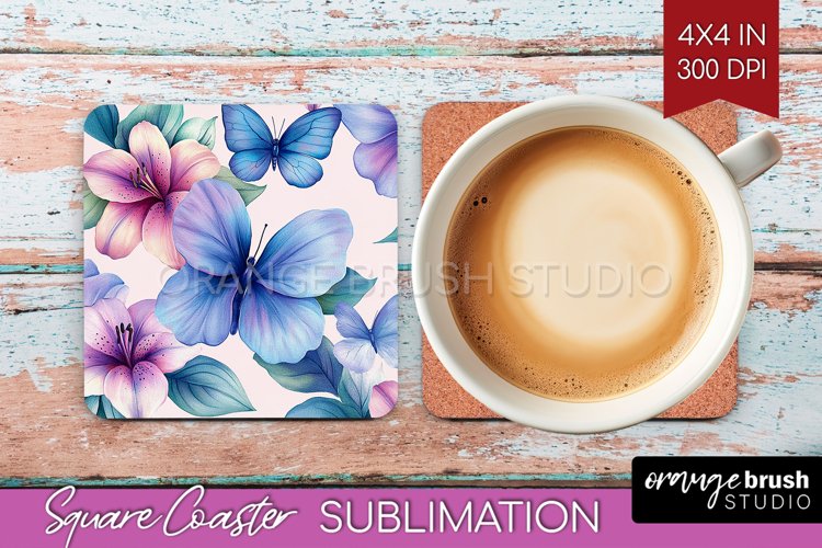 Spring Blossom Square Coaster - Flowers Coaster PNG