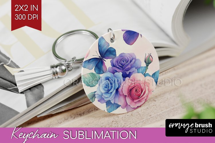 Spring Blossom Keychain PNG - Flowers Keychain Sublimation