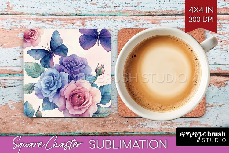 Spring Blossom Square Coaster - Flowers Coaster PNG