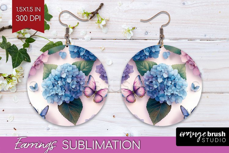 Spring Blossom Round Earrings - Flowers PNG Sublimation