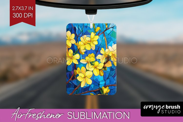 Stained Glass Flowers Air Freshener PNG - Floral PNG