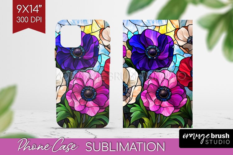 Stained Glass Flowers Phone Case PNG - Floral Case PNG