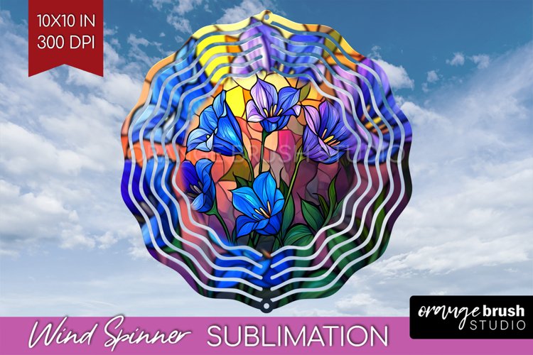 Stained Glass Flowers Wind Spinner Sublimation PNG - Floral