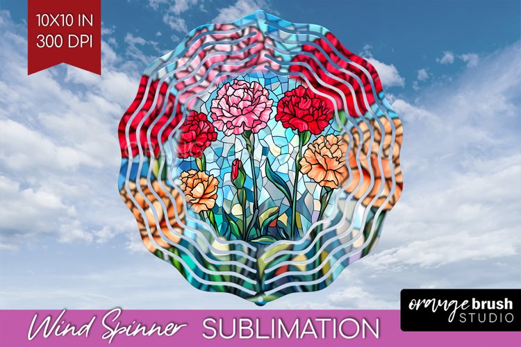 Stained Glass Flowers Wind Spinner Sublimation PNG - Floral