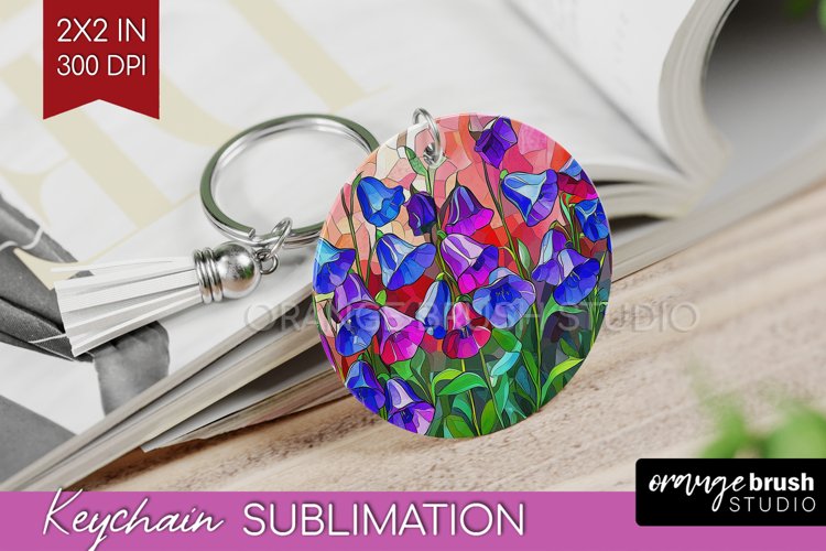 Stained Glass Flowers Keychain PNG - Floral Keychain