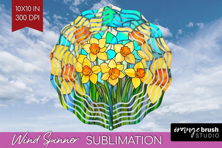 Stained Glass Flowers Wind Spinner Sublimation PNG - Floral
