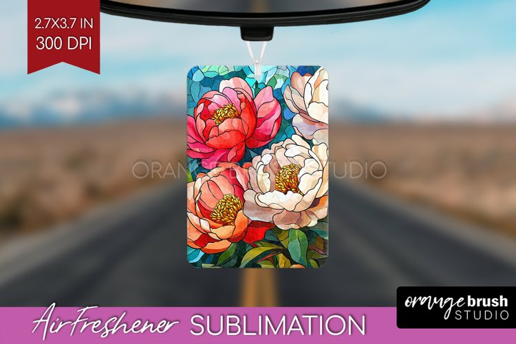 Stained Glass Flowers Air Freshener PNG - Floral PNG