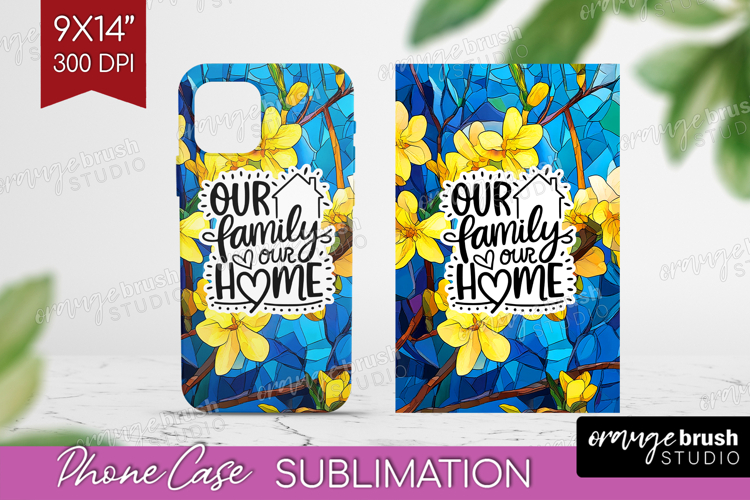 Family Quote Phone Case PNG - Stained Flass Flowers Case PNG