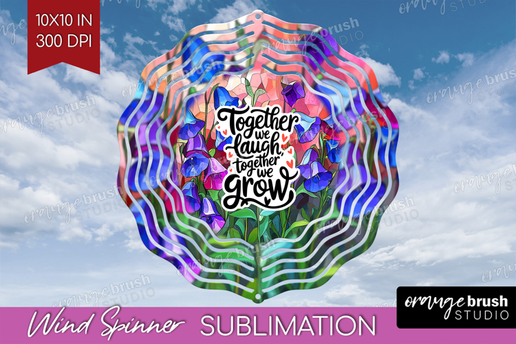 Family Quote Wind Spinner Sublimation PNG - Stained Flass