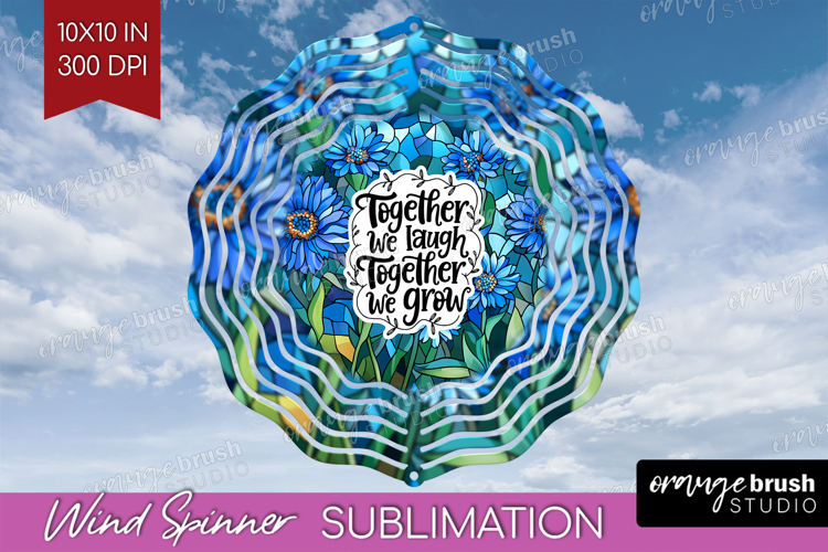 Family Quote Wind Spinner Sublimation PNG - Stained Flass