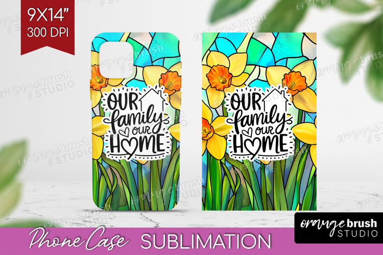 Family Quote Phone Case PNG - Stained Flass Flowers Case PNG