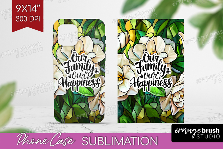 Family Quote Phone Case PNG - Stained Flass Flowers Case PNG