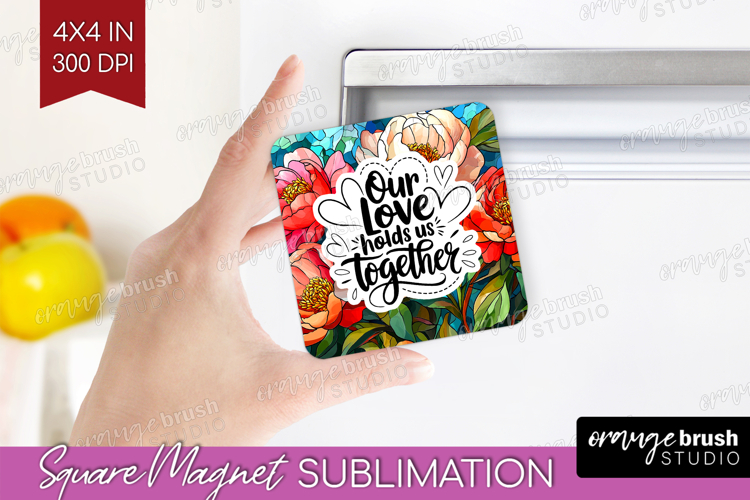 Family Quote Magnet Sublimation - Stained Flass Flowers PNG