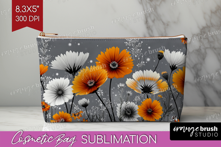 3D Flowers Cosmetic Bag - Summer Makeup Bag PNG Sublimation