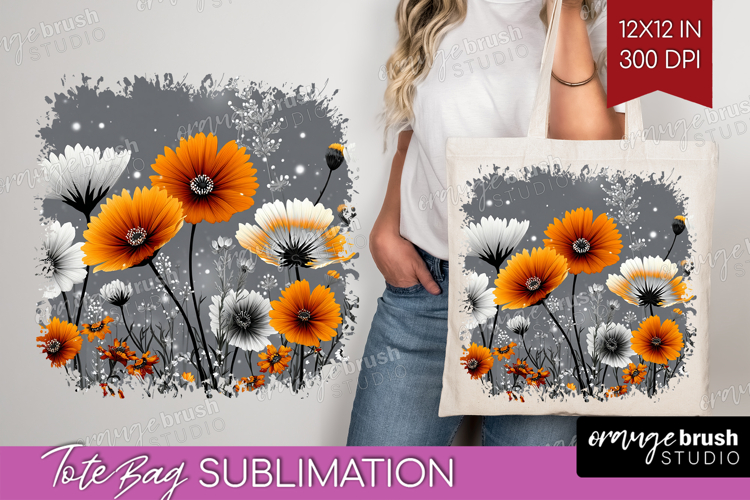 3D Flowers Tote Bag - Summer Tote Bag PNG Sublimation