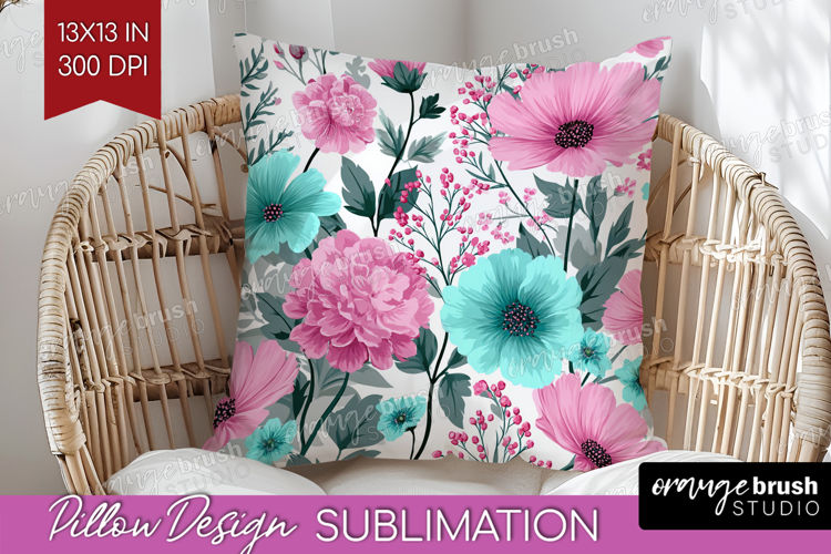 3D Flowers Pillow Sublimation - Summer Pillow Cover PNG