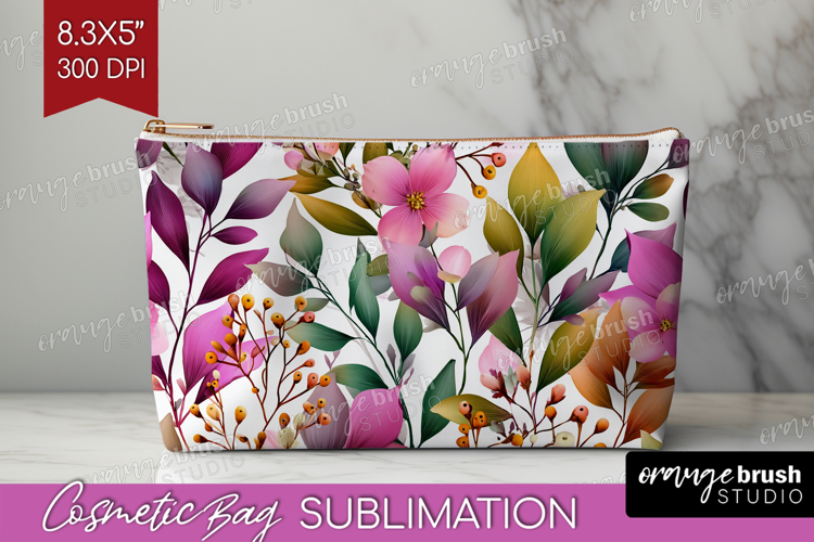 3D Flowers Cosmetic Bag - Summer Makeup Bag PNG Sublimation
