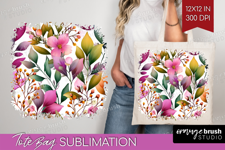 3D Flowers Tote Bag - Summer Tote Bag PNG Sublimation