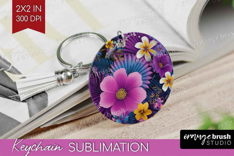 3D Flowers Keychain PNG - Summer Keychain Sublimation