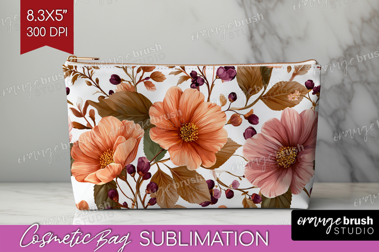 3D Flowers Cosmetic Bag - Summer Makeup Bag PNG Sublimation