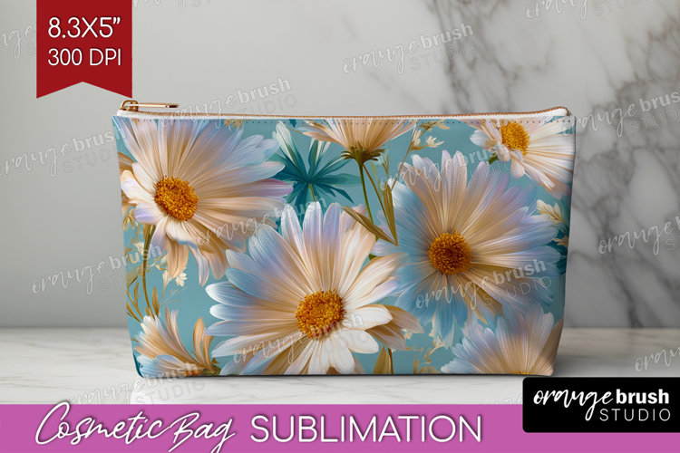 3D Flowers Cosmetic Bag - Summer Makeup Bag PNG Sublimation