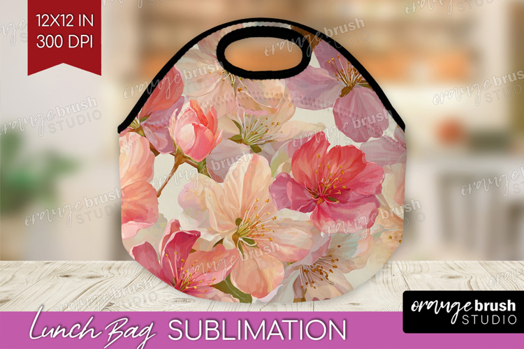 3D Flowers Lunch Bag - Summer Lunch Bug PNG Sublimation