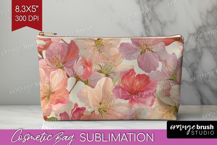 3D Flowers Cosmetic Bag - Summer Makeup Bag PNG Sublimation