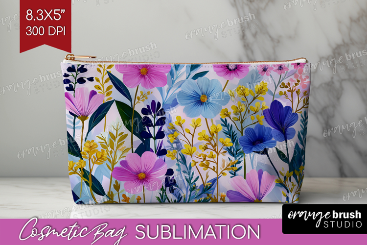 3D Flowers Cosmetic Bag - Summer Makeup Bag PNG Sublimation