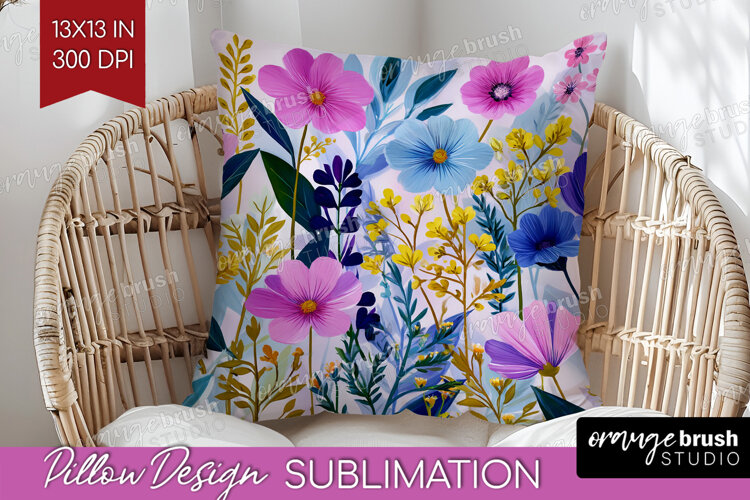 3D Flowers Pillow Sublimation - Summer Pillow Cover PNG example image 1