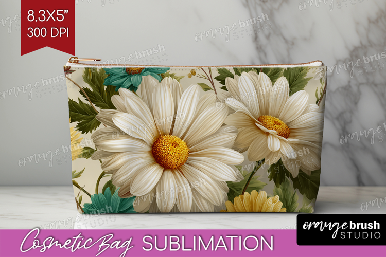 3D Flowers Cosmetic Bag - Summer Makeup Bag PNG Sublimation