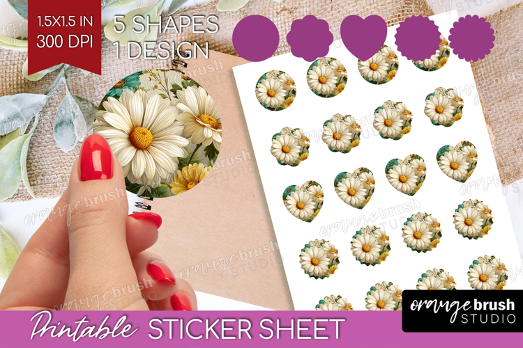 3D Flowers Round Sticker - Summer Printable Sticker Sheet