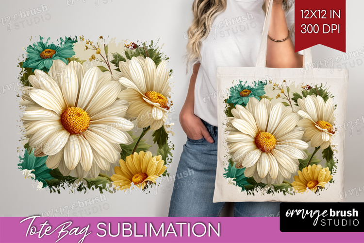 3D Flowers Tote Bag - Summer Tote Bag PNG Sublimation